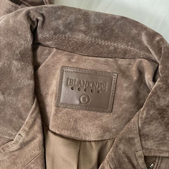 NEW BLANK NYC WOMEN'S BROWN LEATHER LONG SLEEVE ZIPPED MOTO JACKET SIZE S - Picture 8 of 9